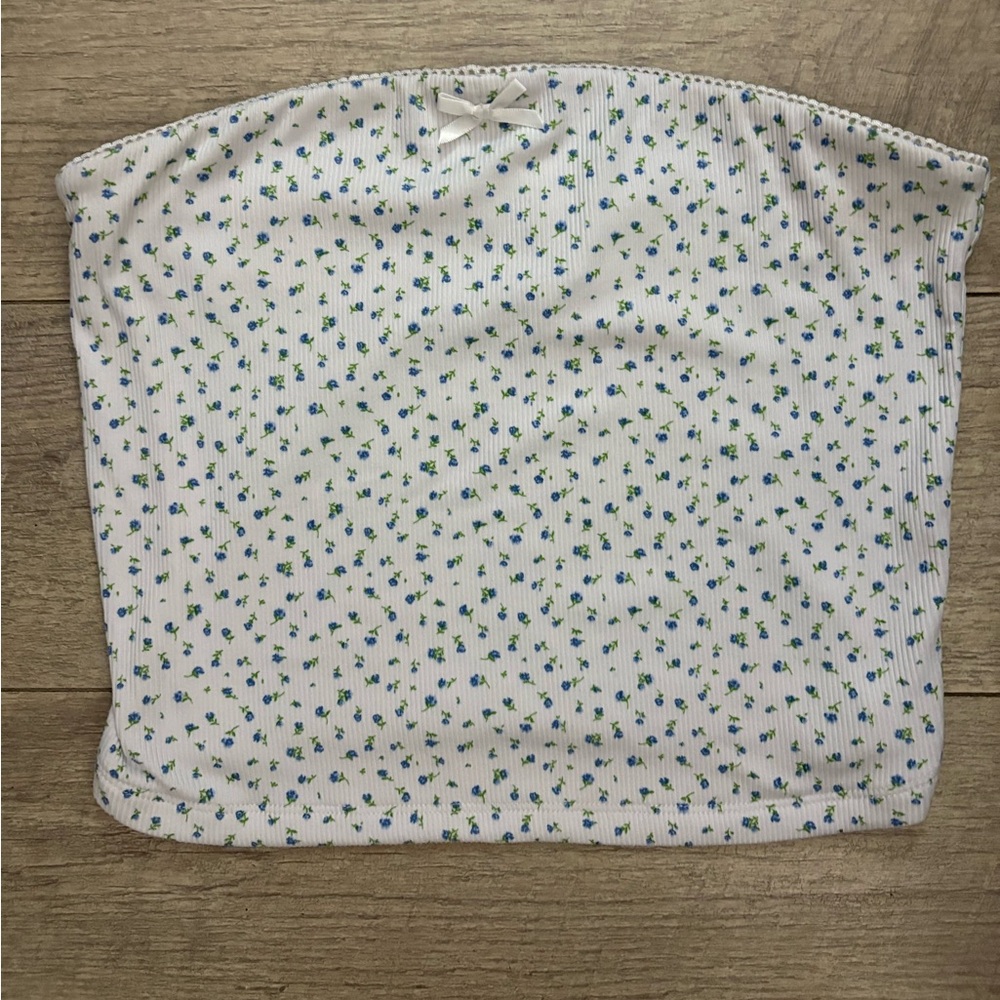 Floral Print Strapless Top